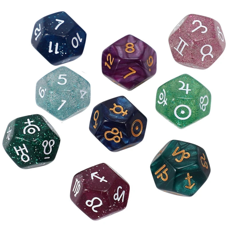 18 Dados Astrológicos de 12 Lados com Signos do Zodíaco - Ferramenta Criativa para Adivinhação e Constelação (Tipo A) - Zodíaco - Astrologia