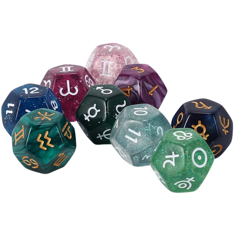 18 Dados Astrológicos de 12 Lados com Signos do Zodíaco - Ferramenta Criativa para Adivinhação e Constelação (Tipo A) - Zodíaco - Astrologia