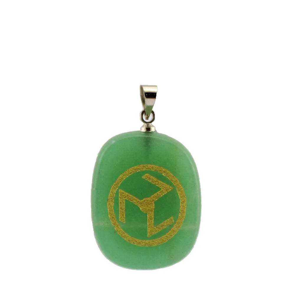 Amuleto de Pedra Natural 2x2,50 cm com Símbolo Reiki - Acessórios de Colar e Corrente