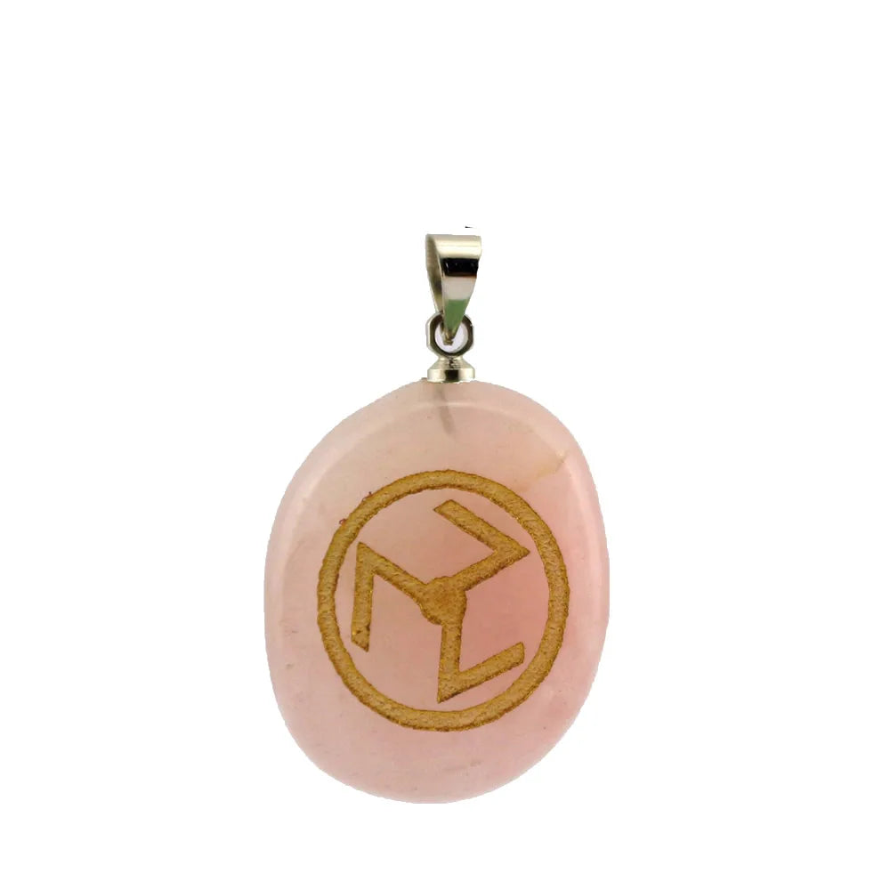 Amuleto de Pedra Natural 2x2,50 cm com Símbolo Reiki - Acessórios de Colar e Corrente