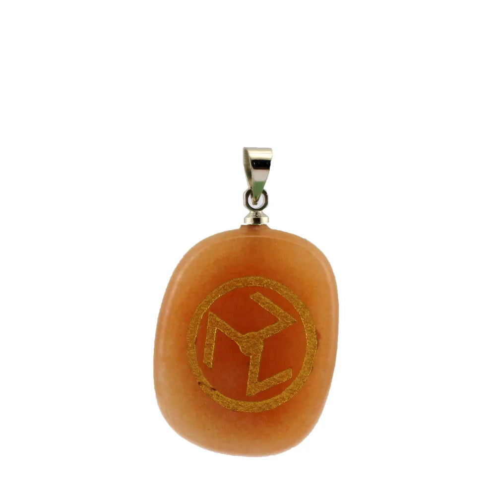 Amuleto de Pedra Natural 2x2,50 cm com Símbolo Reiki - Acessórios de Colar e Corrente