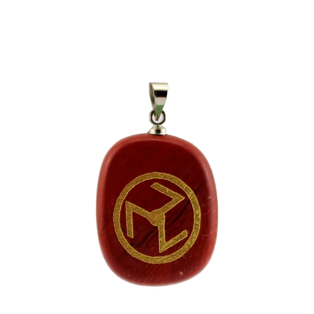 Amuleto de Pedra Natural 2x2,50 cm com Símbolo Reiki - Acessórios de Colar e Corrente