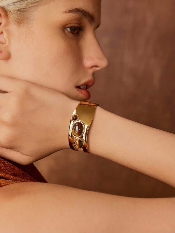 Bracelete Olho de Tigre Natural - Proteção Energética e Fortalecimento do Poder Pessoal - Semi Joias Harmonia Plena