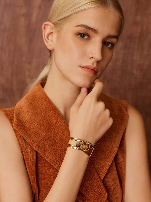 Bracelete Olho de Tigre Natural - Proteção Energética e Fortalecimento do Poder Pessoal - Semi Joias Harmonia Plena