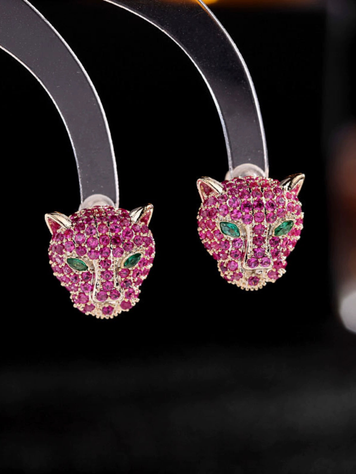 Brincos Femininos Cabeça de Leopardo com Zircônia - Vários Estilos de Brincos Pequenos Criativos - Semi Joias