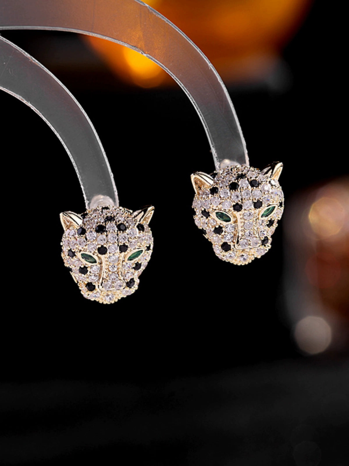 Brincos Femininos Cabeça de Leopardo com Zircônia - Vários Estilos de Brincos Pequenos Criativos - Semi Joias