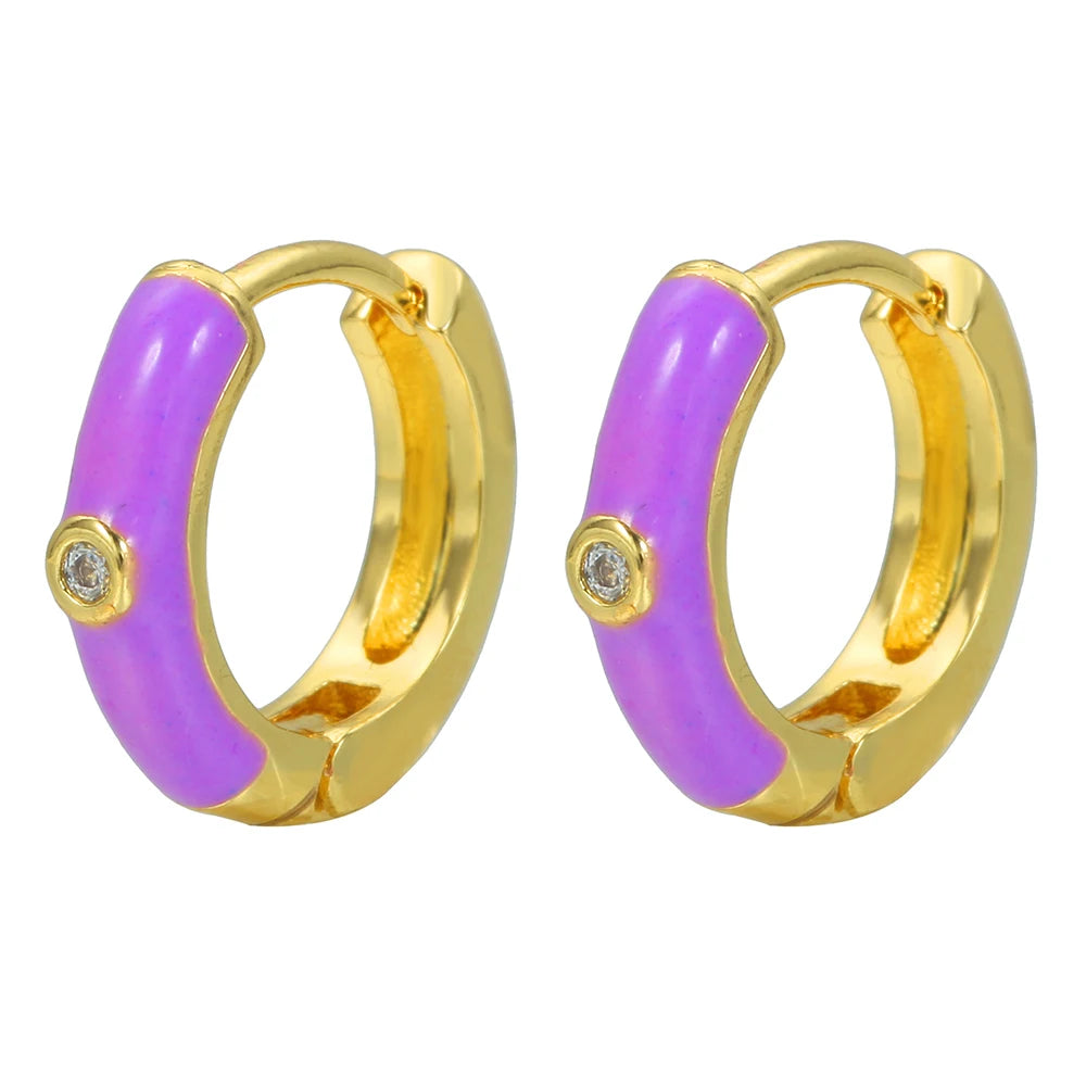 Brincos de Argola Pequena com Pingente de Estrela e Cogumelo Arco-Íris Boho - Feminino -