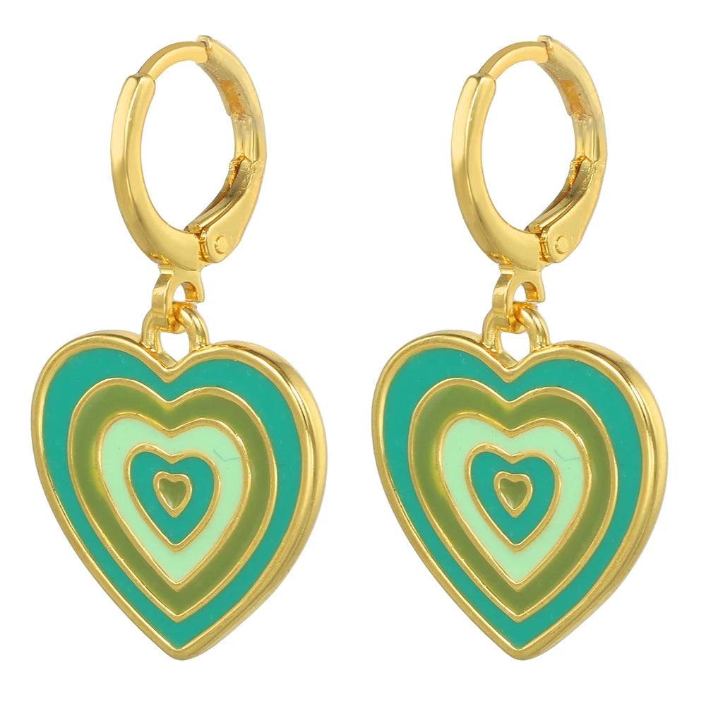 Brincos de Argola Pequena com Pingente de Estrela e Cogumelo Arco-Íris Boho - Feminino -