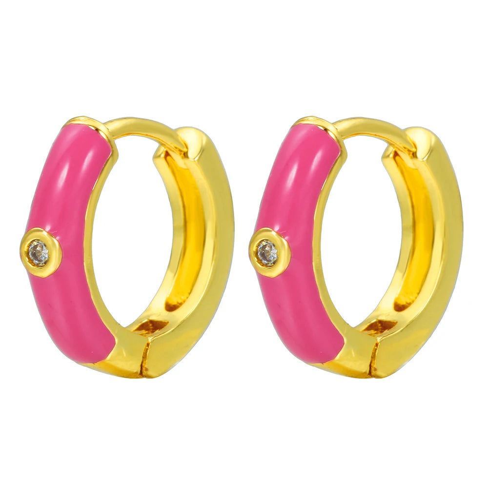 Brincos de Argola Pequena com Pingente de Estrela e Cogumelo Arco-Íris Boho - Feminino -79