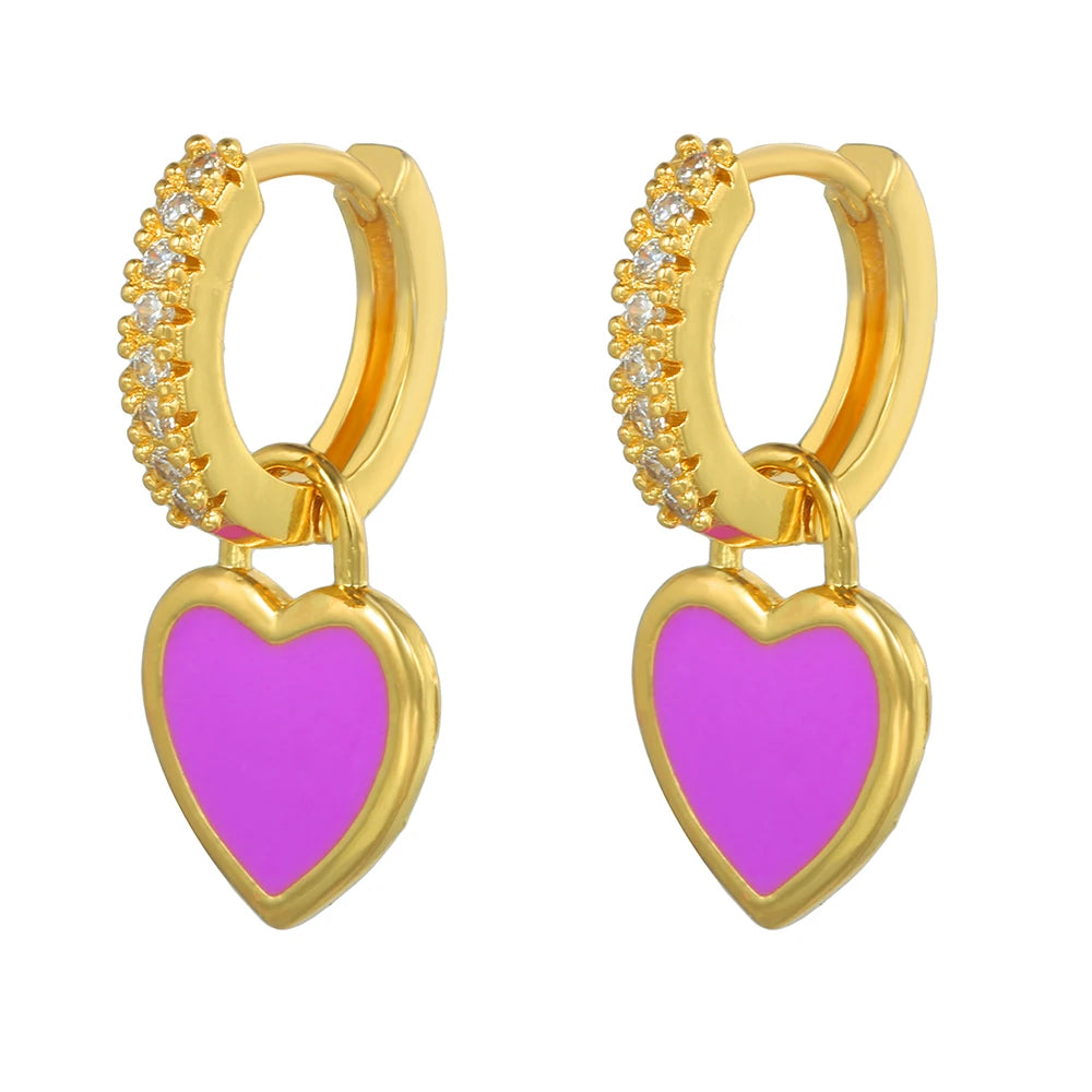 Brincos de Argola Pequena com Pingente de Estrela e Cogumelo Arco-Íris Boho - Feminino -79