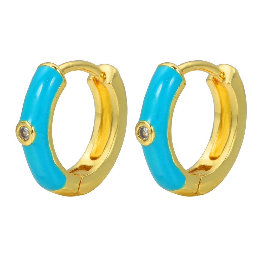 Brincos de Argola Pequena com Pingente de Estrela e Cogumelo Arco-Íris Boho - Feminino -79