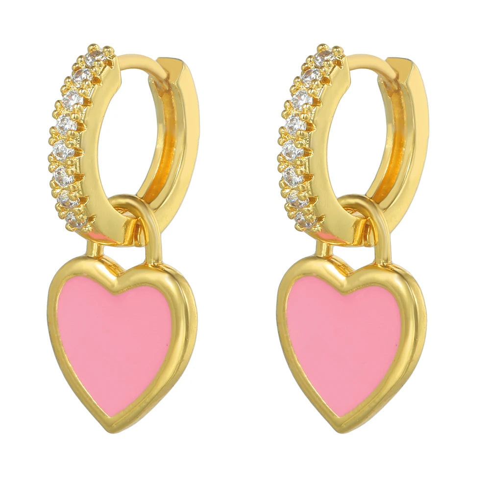 Brincos de Argola Pequena com Pingente de Estrela e Cogumelo Arco-Íris Boho - Feminino -79