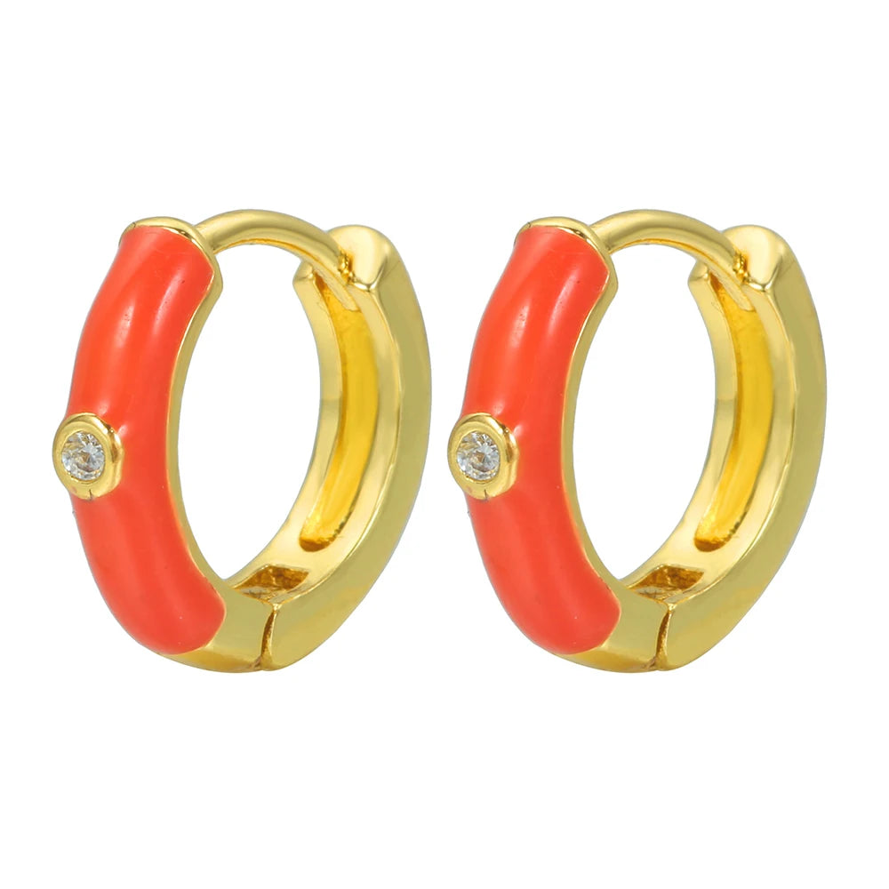 Brincos de Argola Pequena com Pingente de Estrela e Cogumelo Arco-Íris Boho - Feminino -79