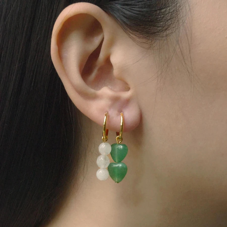 Brincos de Argola com Pedras Naturais Femininos - Semi Joias