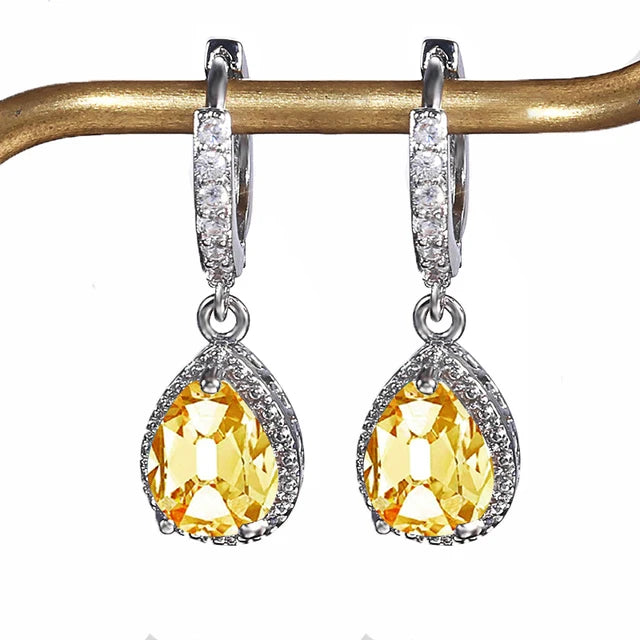 Brincos em Forma de Gota de Água em Prata 925 com Ametista -para Presentes de Aniversário - Semi Joias Femininas