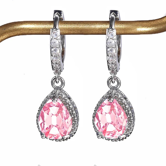 Brincos em Forma de Gota de Água em Prata 925 com Ametista -para Presentes de Aniversário - Semi Joias Femininas