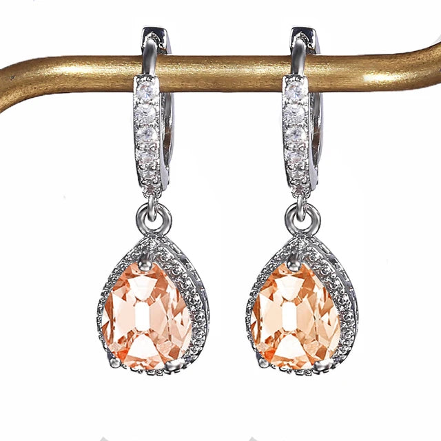 Brincos em Forma de Gota de Água em Prata 925 com Ametista -para Presentes de Aniversário - Semi Joias Femininas