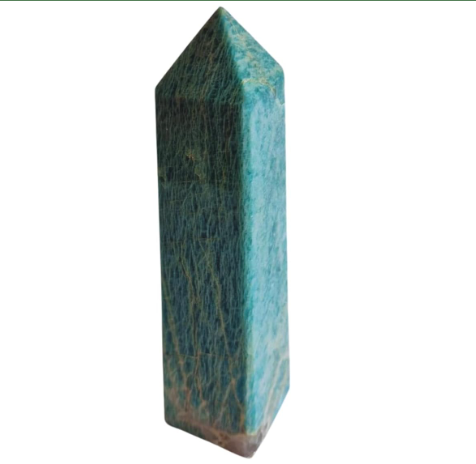 Obelisco de Amazonita Natural 16 cm – Pedra Verde para Decoração de Ambientes - Harmonia Plena