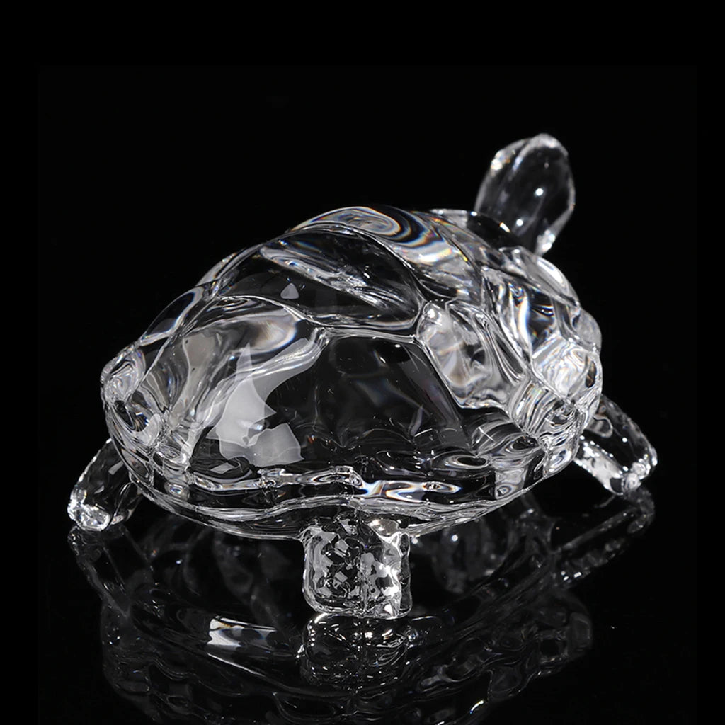 Estátua Miniatura de Tartaruga de Cristal: Enfeite Chinês Feng Shui para Sorte e Decoração de Casa ou Escritório