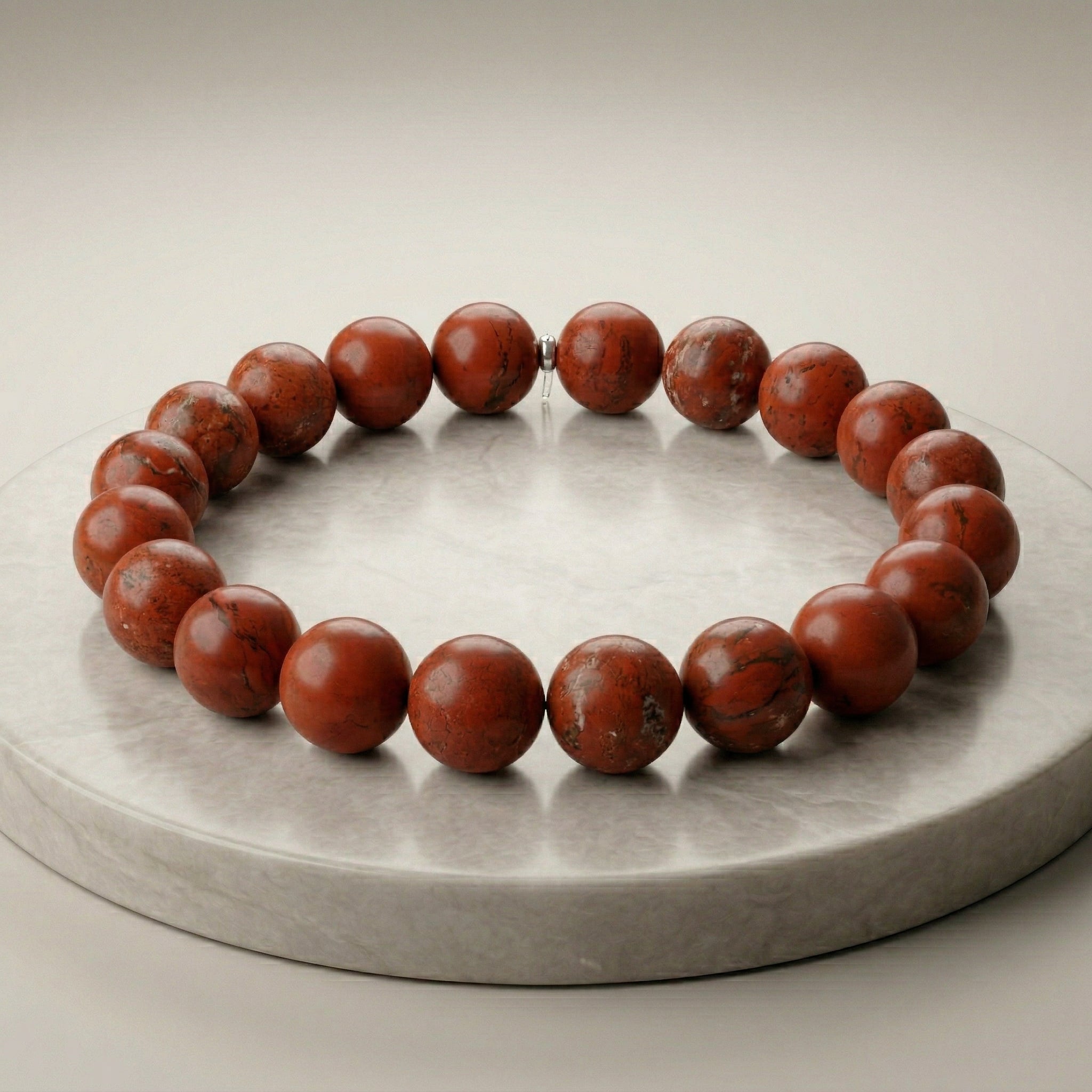 Pulseira de Jaspe Vermelho Natural Tipo A - Proteção, Energia, Força e Aterramento | Harmonia Plena