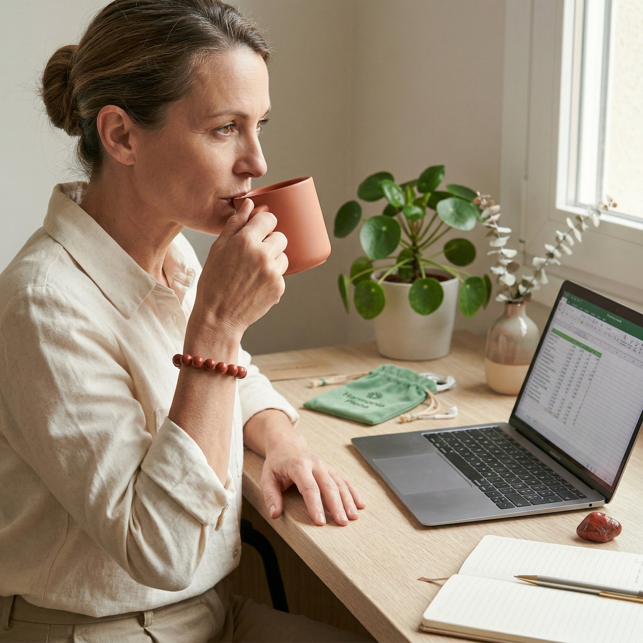 Pulseira de Jaspe Vermelho Natural Tipo A - Proteção, Energia, Força e Aterramento | Harmonia Plena