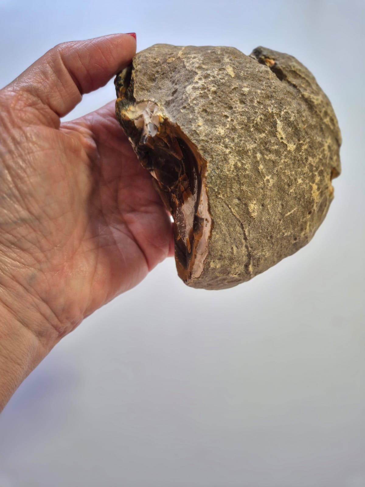 Geodo de Ágata Natural com Drusa de Quartzo – Peça Polida 550g | Banda Marrom e Núcleo Cristalino | Decoração, Coleção Mineral e Espaços Zen - Harmonia Plena