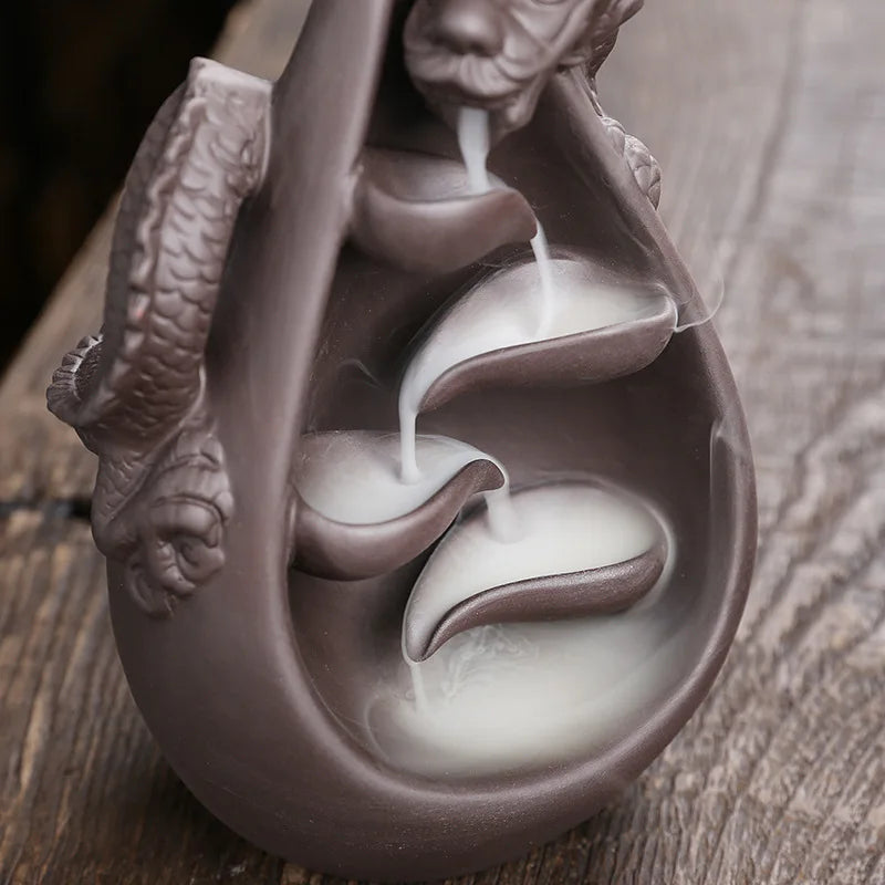 Incensário de Dragão - Queimador de Incenso em Cascata de Fluxo Reverso, Ornamento Decorativo para Casa, Presente Criativo (1 Peça, Sem Incenso)