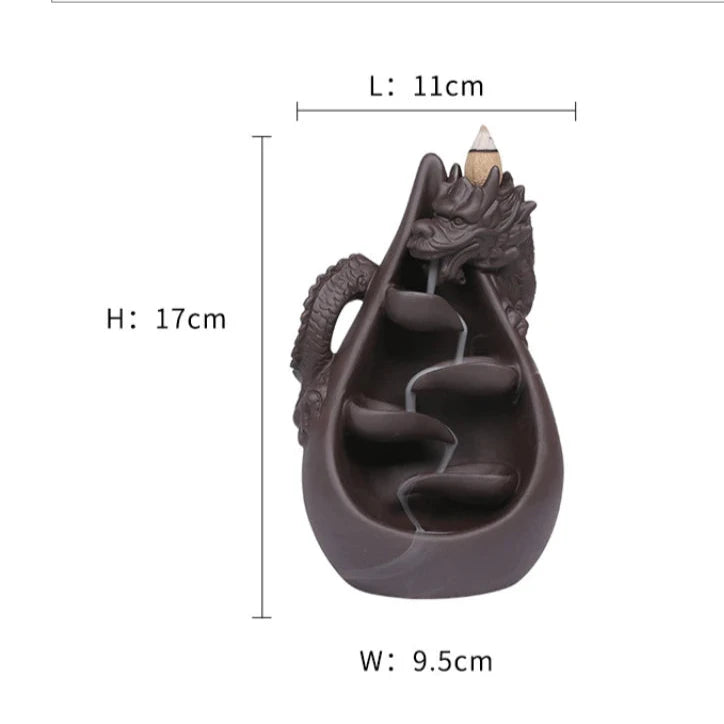 Incensário de Dragão - Queimador de Incenso em Cascata de Fluxo Reverso, Ornamento Decorativo para Casa, Presente Criativo (1 Peça, Sem Incenso)