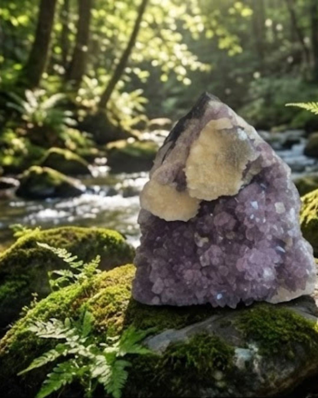 Peça Natural de Ametista com Calcita – Base Lapidada, 1,73 kg – Cristal para Decoração, Energização e Espaço Zen – Harmonia Plena