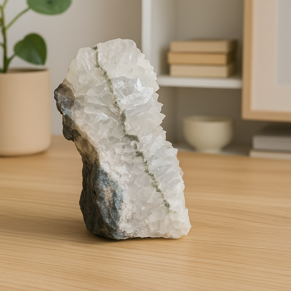 Pedra Natural Apofilita Branca 1,24 kg – Cluster de Cristais para Decoração e Energia – Peça Única – 13x10x10 cm – Pedra Natural Premium – Harmonia Plena