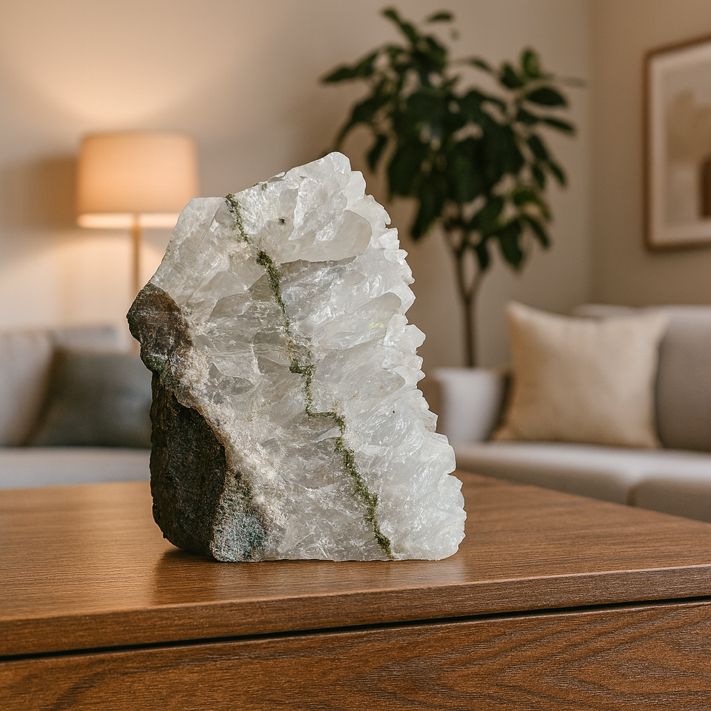 Pedra Natural Apofilita Branca 1,24 kg – Cluster de Cristais para Decoração e Energia – Peça Única – 13x10x10 cm – Pedra Natural Premium – Harmonia Plena