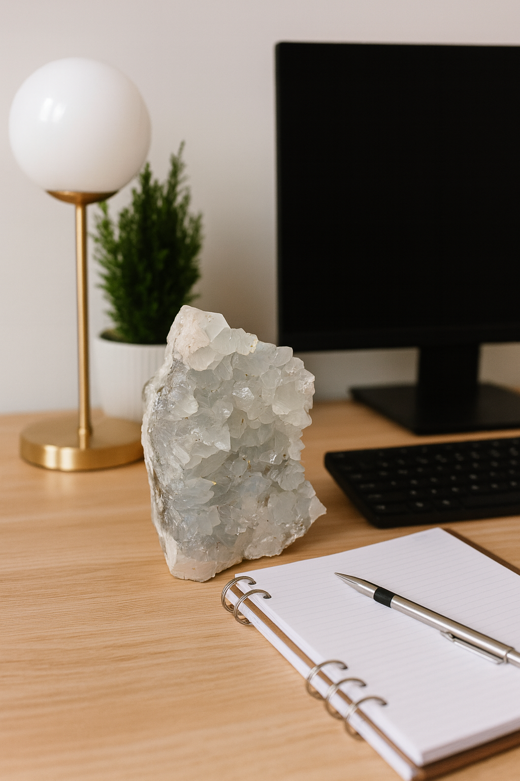 Pedra Natural Apofilita Branca 1,24 kg – Cluster de Cristais para Decoração e Energia – Peça Única – 13x10x10 cm – Pedra Natural Premium – Harmonia Plena