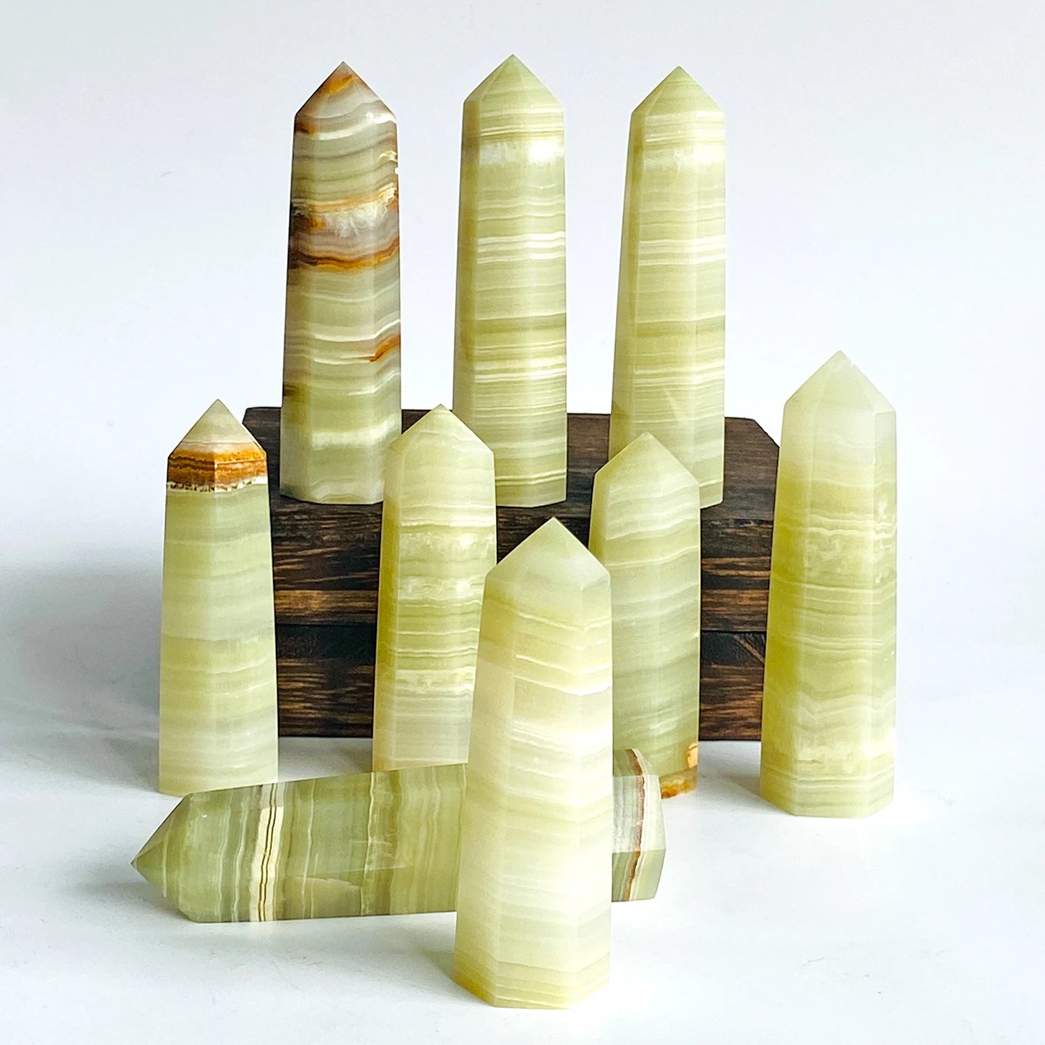 Pedra Natural Obelisco de Jade Afegão Hexagonal Feng Shui Reiki