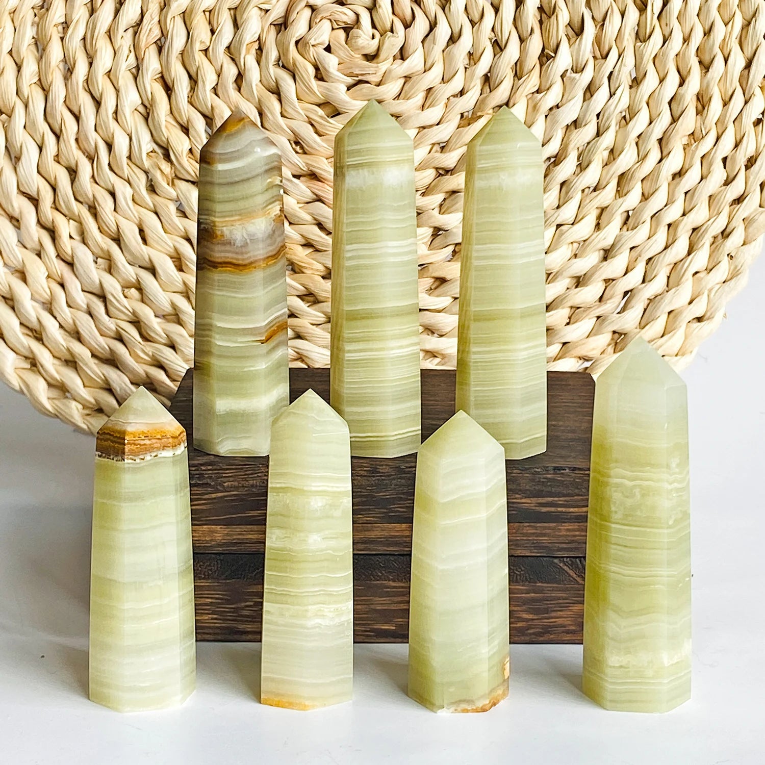 Pedra Natural Obelisco de Jade Afegão Hexagonal Feng Shui Reiki