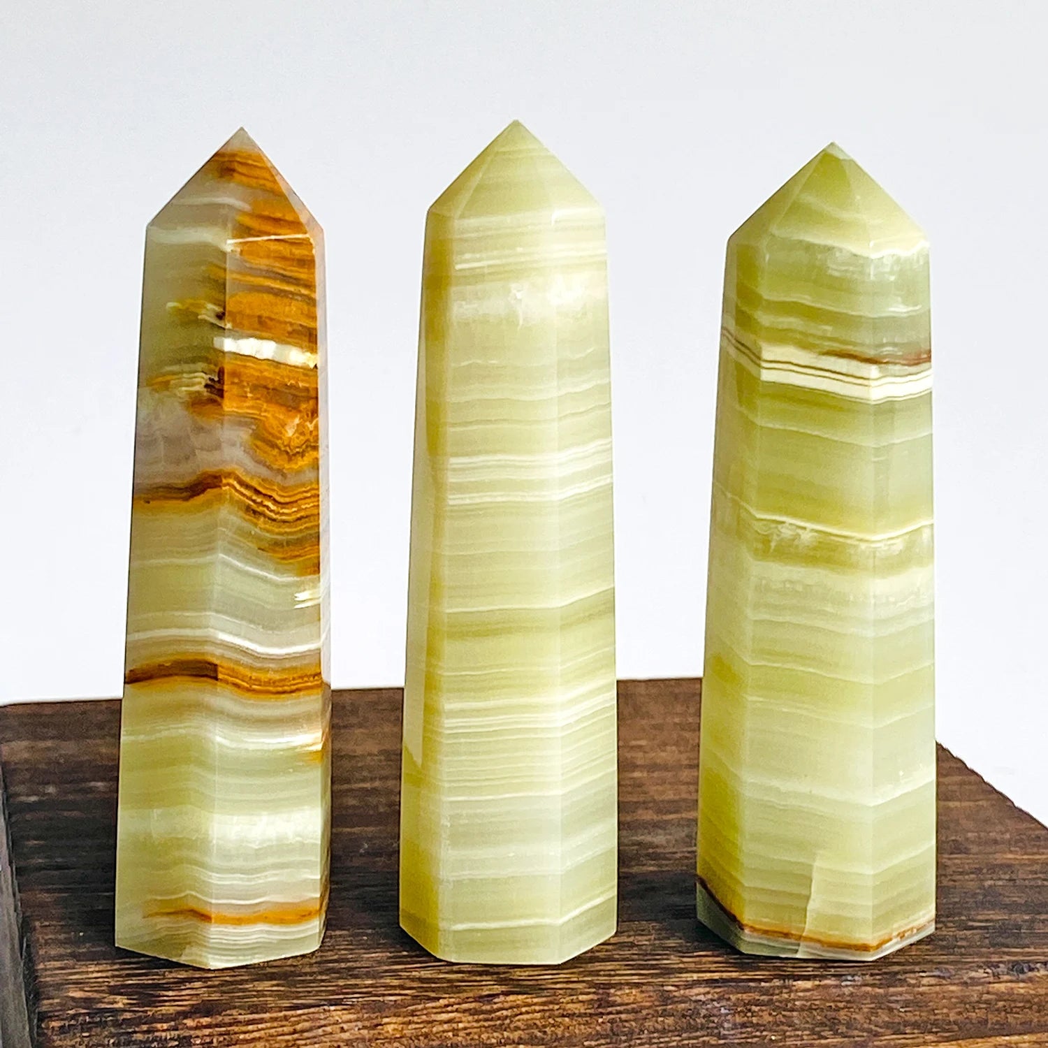 Pedra Natural Obelisco de Jade Afegão Hexagonal Feng Shui Reiki