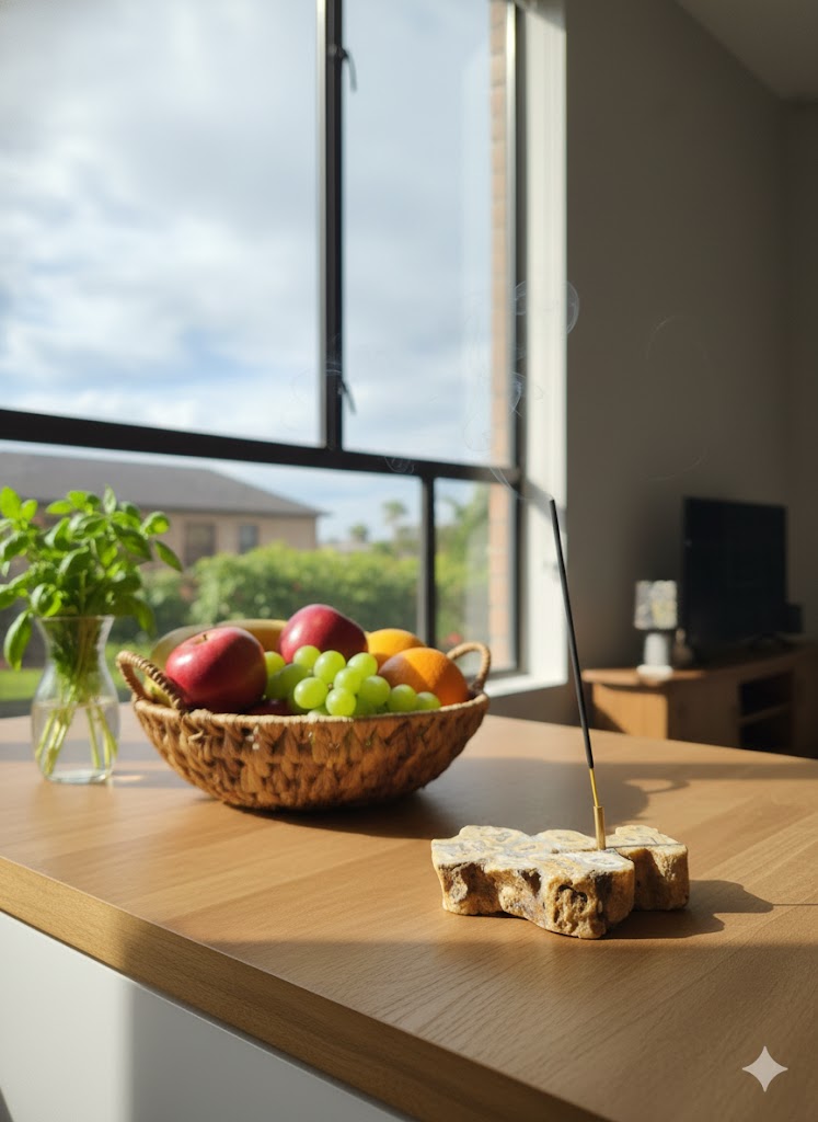 Pedra Natural Ágata Fatia com Suporte de Incenso em Cobre – Peça Única para Decoração, Aromaterapia e Energia – Base Orgânica em Corte Irregular - Harmonia Plena