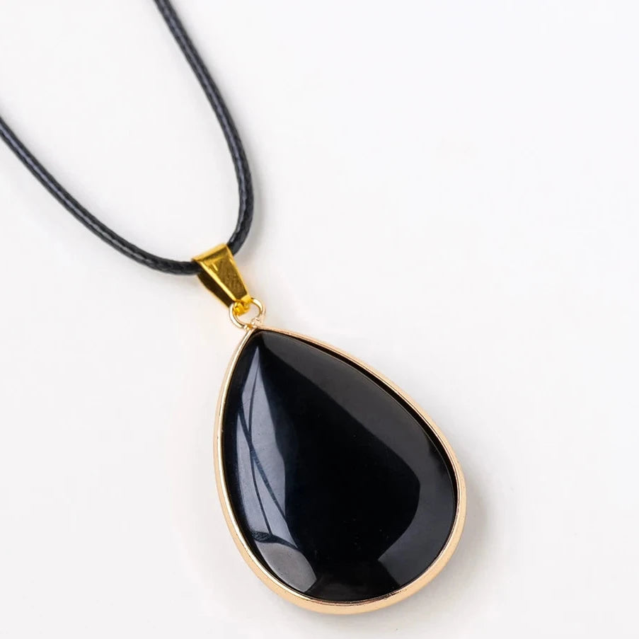 Pingente Feminino Pedra Natural Olho de Tigre Obsidiana Quartzo Rosa Metal Dourado