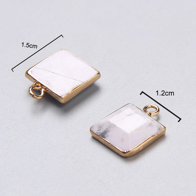 Pingentes Quadrados de Pedra Natural Amazonita Howlita Labradorita Feng Shui Reiki
