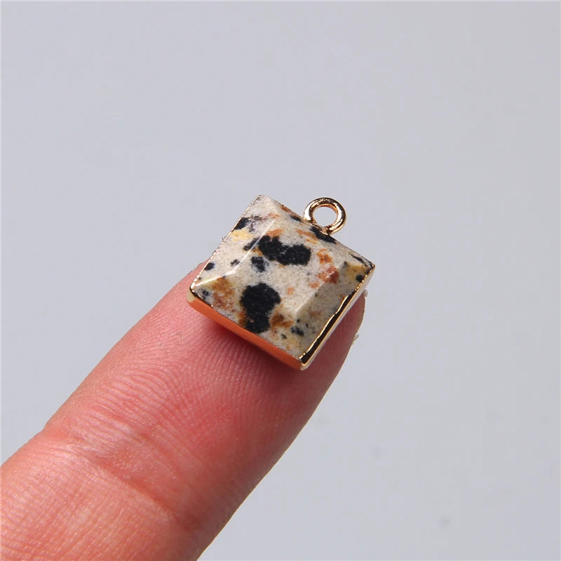 Pingentes Quadrados de Pedra Natural Amazonita Howlita Labradorita Feng Shui Reiki