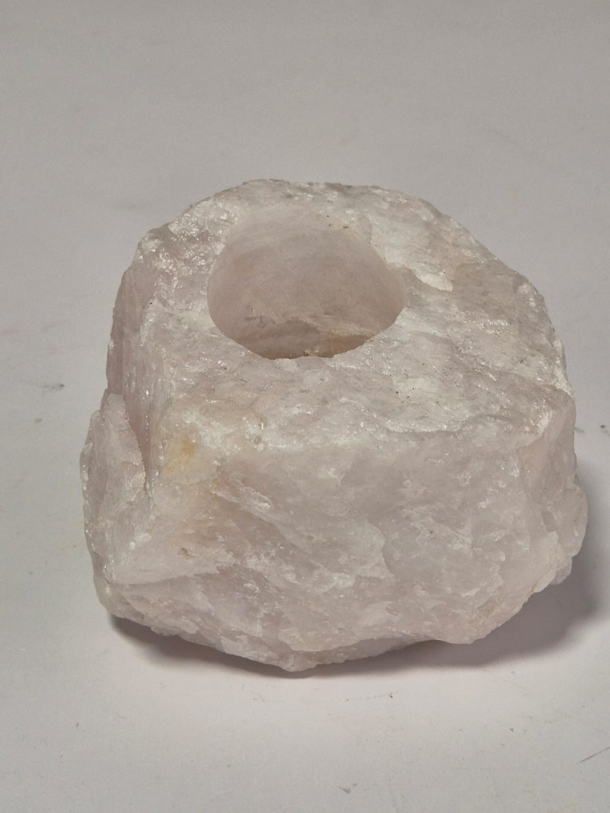 Porta-Velas de Quartzo Rosa Natural – 1.480 kg | Peça Artesanal Única para Decoração, Meditação e Energia do Amor | Doca Express