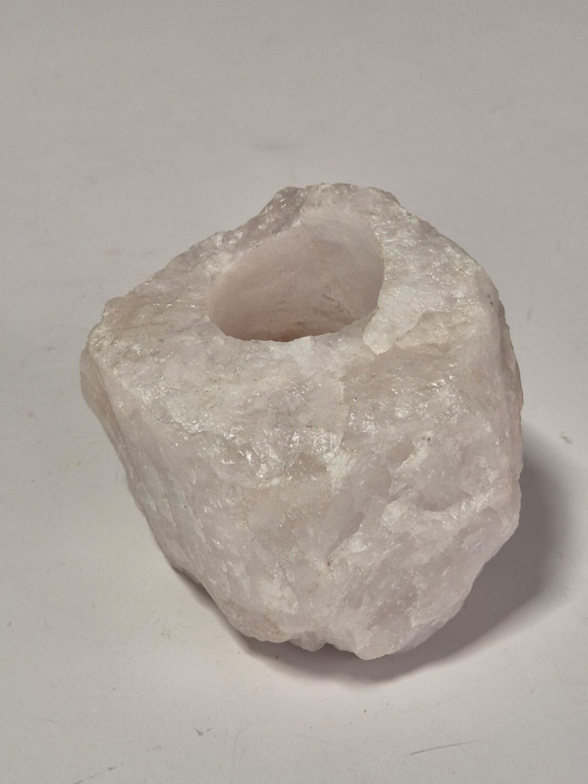 Porta-Velas de Quartzo Rosa Natural – 1.480 kg | Peça Artesanal Única para Decoração, Meditação e Energia do Amor | Doca Express