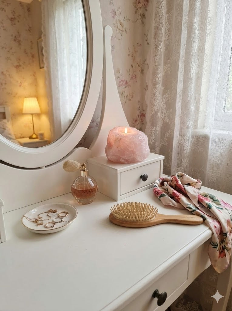 Porta-Velas de Quartzo Rosa Natural – 1.480 kg | Peça Artesanal Única para Decoração, Meditação e Energia do Amor | Doca Express