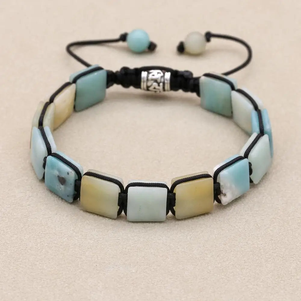 Pulseira Ajustável Pedra Natural Lápiz-Lazúli de 10mm Unissex Cristais Semi Joias Reiki Feng Shui