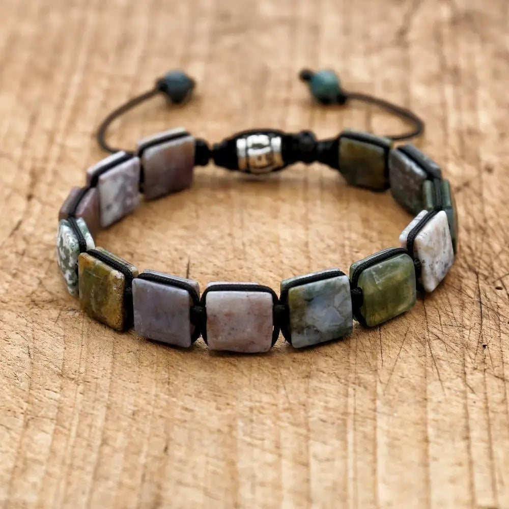 Pulseira Ajustável Pedra Natural Lápiz-Lazúli de 10mm Unissex Cristais Semi Joias Reiki Feng Shui