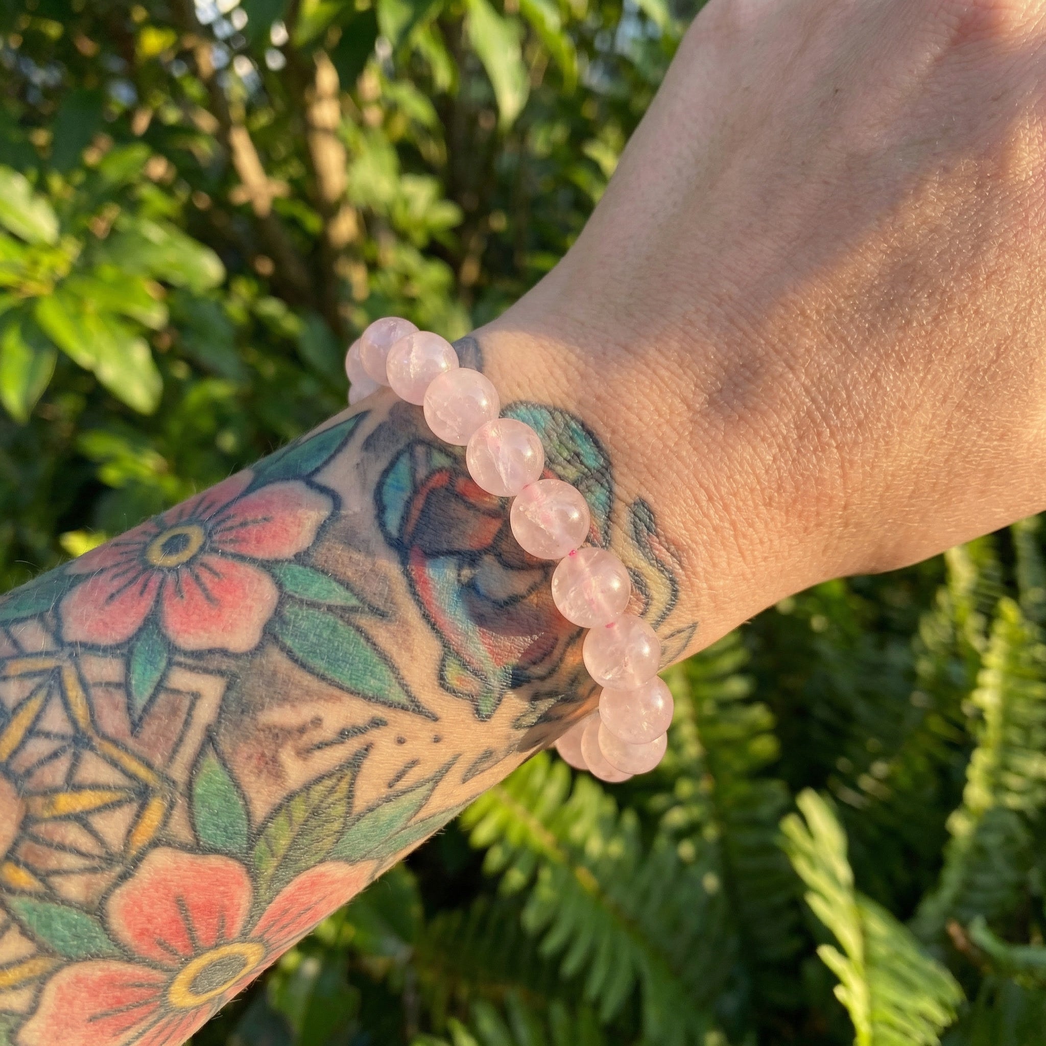 Pulseira Pedra Natural Quartzo Rosa - Portal Energético do Amor | Harmonia Plena