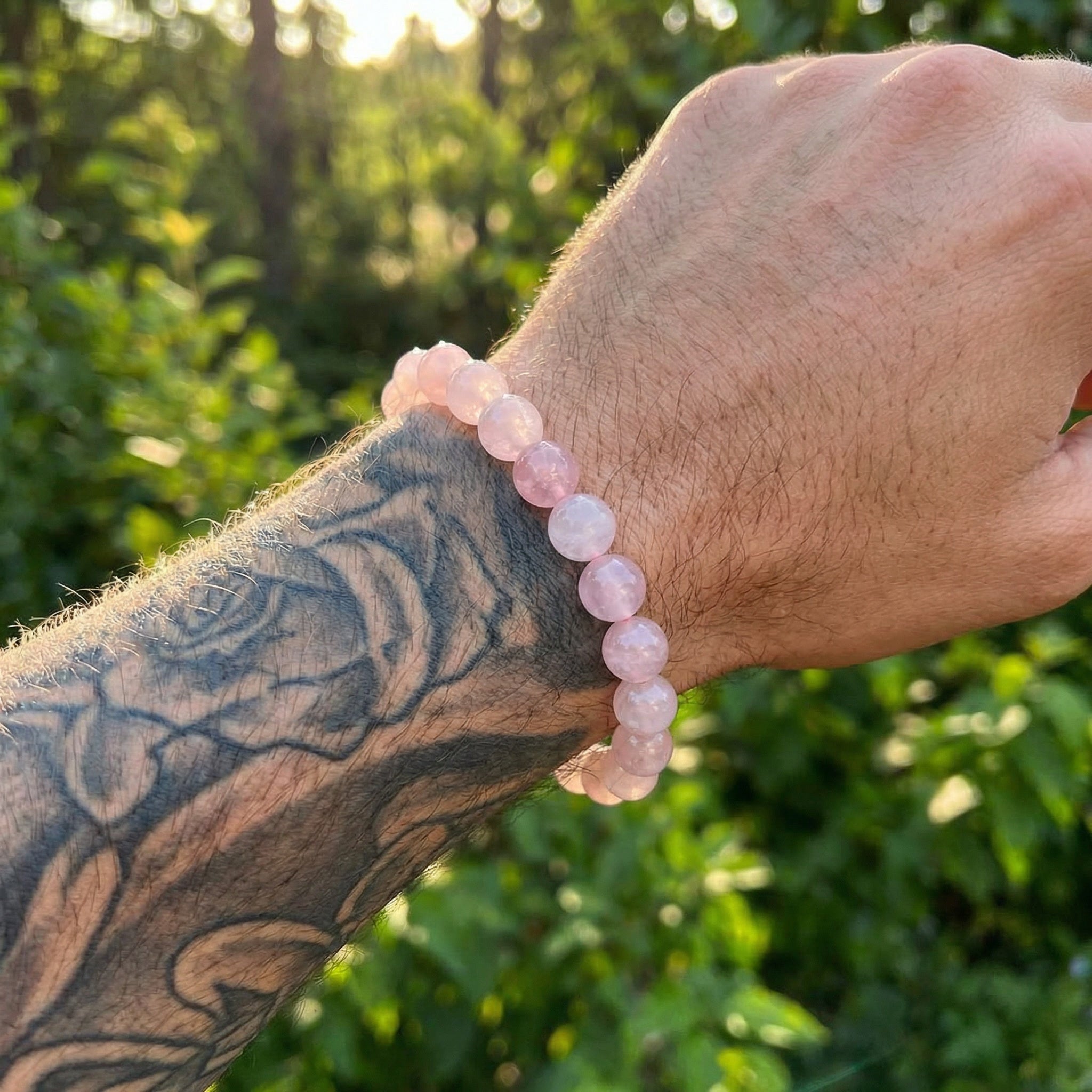 Pulseira Pedra Natural Quartzo Rosa - Portal Energético do Amor | Harmonia Plena