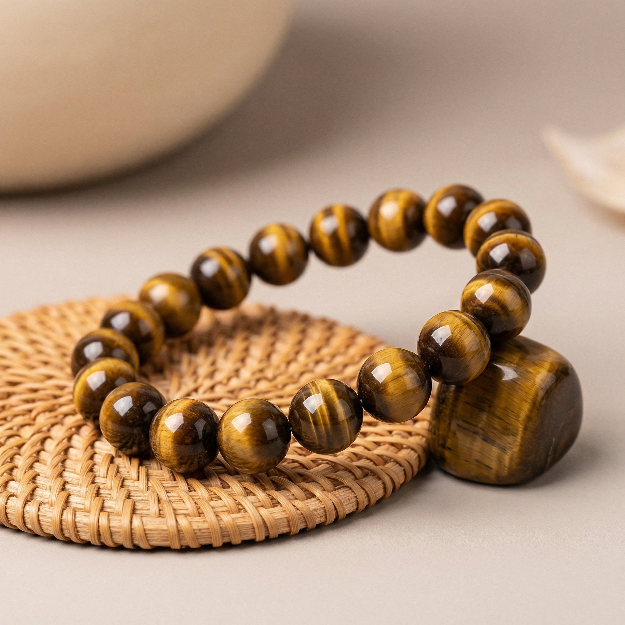Pulseira de Olho de Tigre Natural – Pedra de Proteção, Coragem e Prosperidade | Semi Joia Energética Ajustável | Harmonia Plena