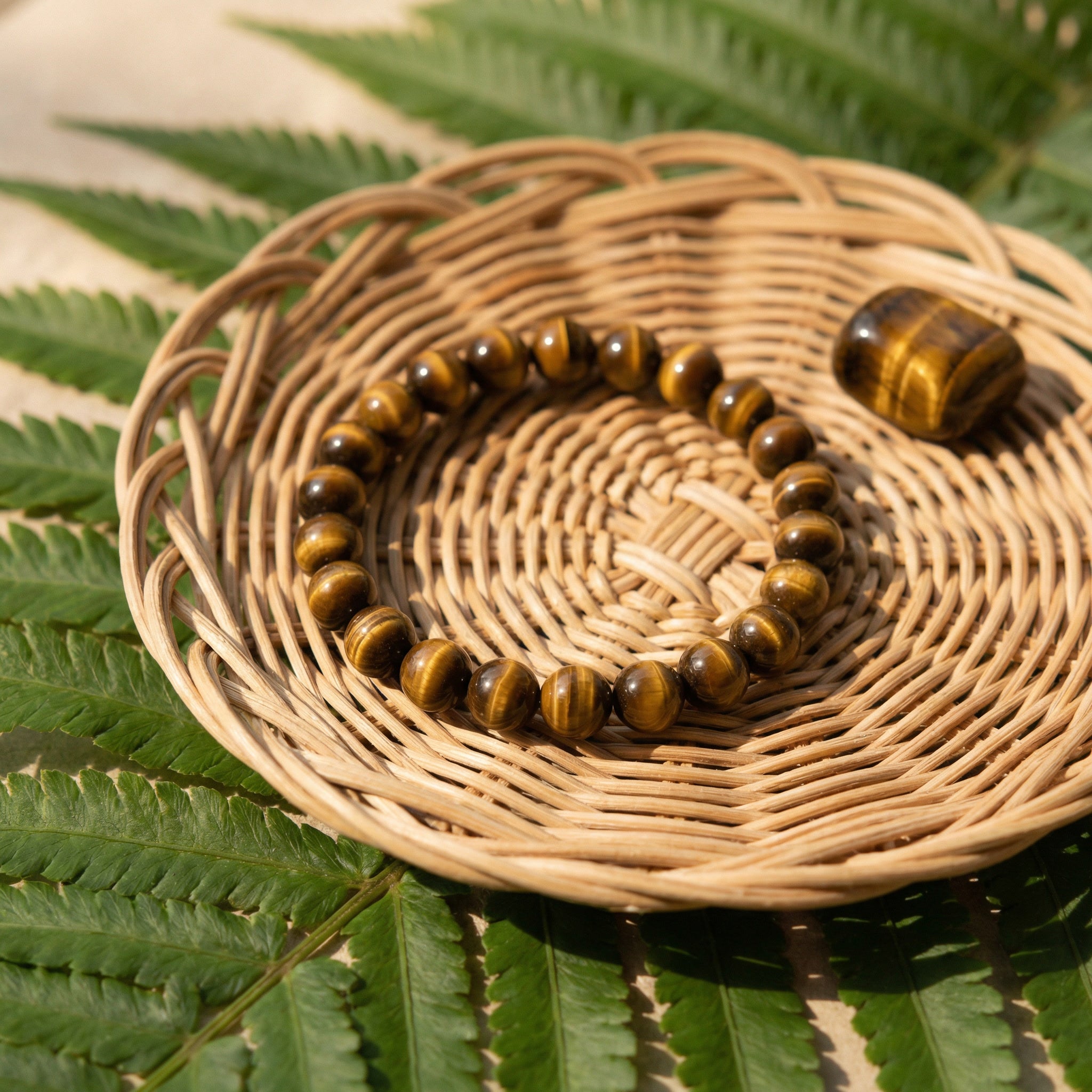 Pulseira de Olho de Tigre Natural – Pedra de Proteção, Coragem e Prosperidade | Semi Joia Energética Ajustável | Harmonia Plena