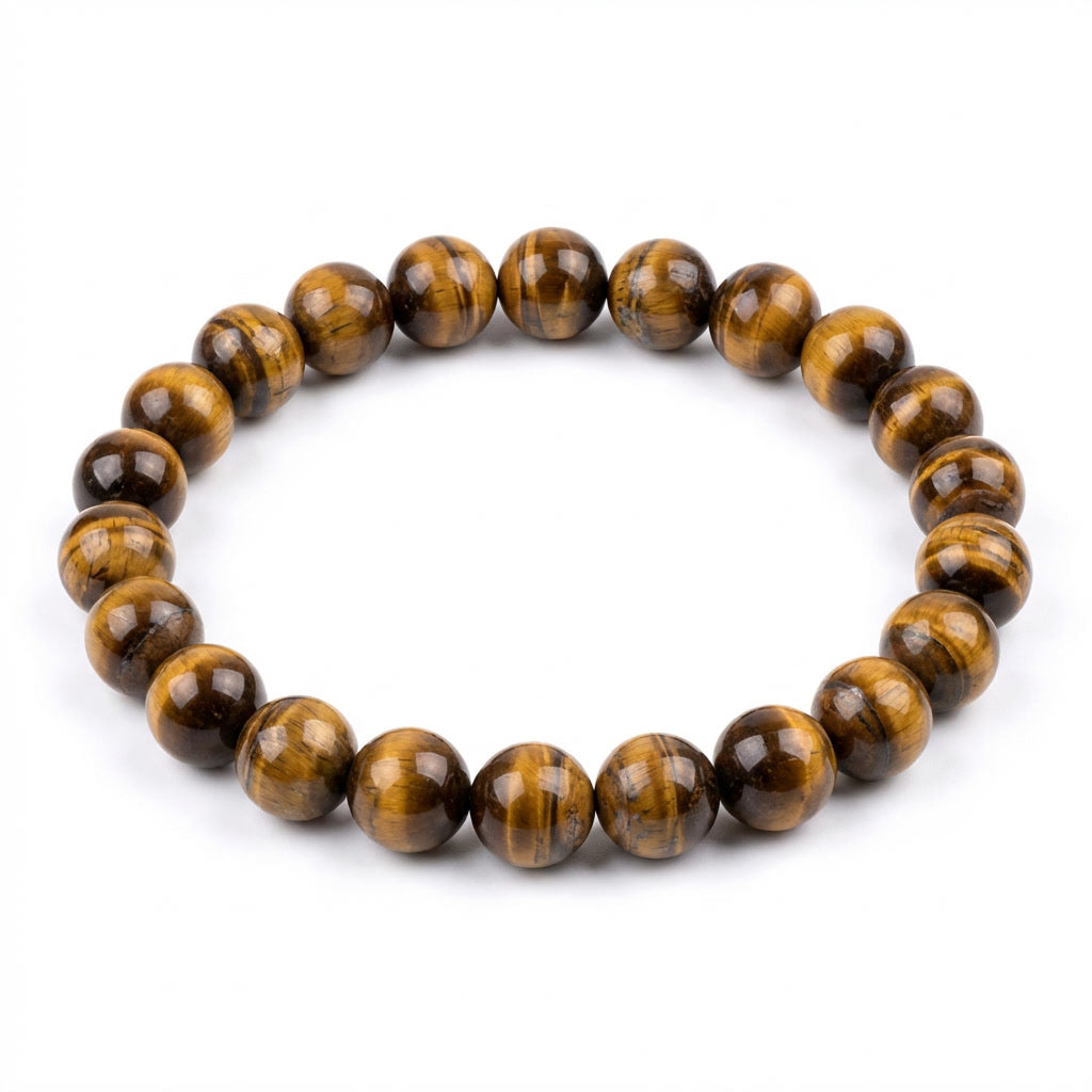 Pulseira de Olho de Tigre Natural – Pedra de Proteção, Coragem e Prosperidade | Semi Joia Energética Ajustável | Harmonia Plena