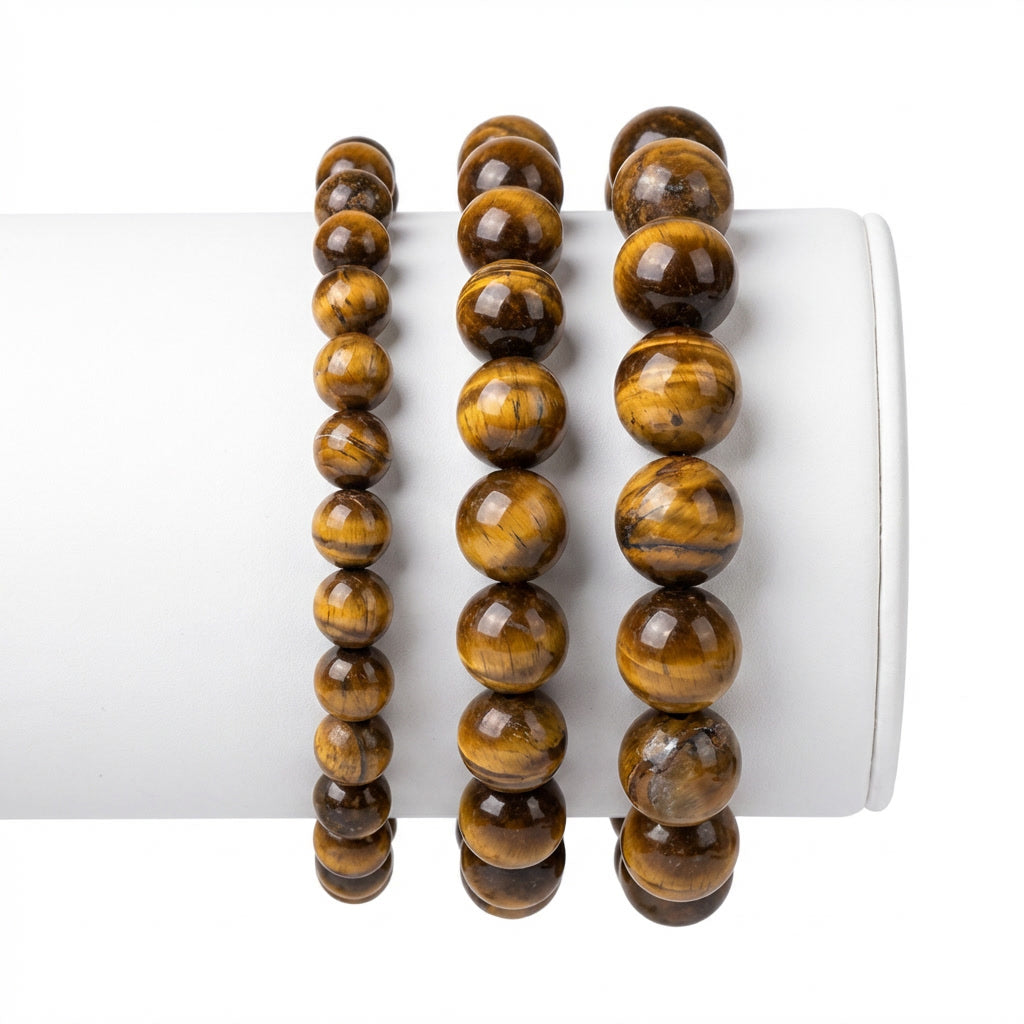 Pulseira de Olho de Tigre Natural – Pedra de Proteção, Coragem e Prosperidade | Semi Joia Energética Ajustável | Harmonia Plena